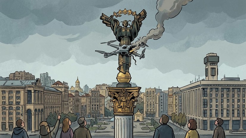 В центре Киева дрон упал у монумента Независимости