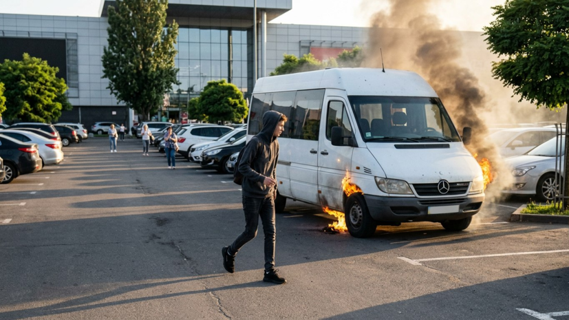 Подросток поджёг микроавтобус ТЦК в Одессе