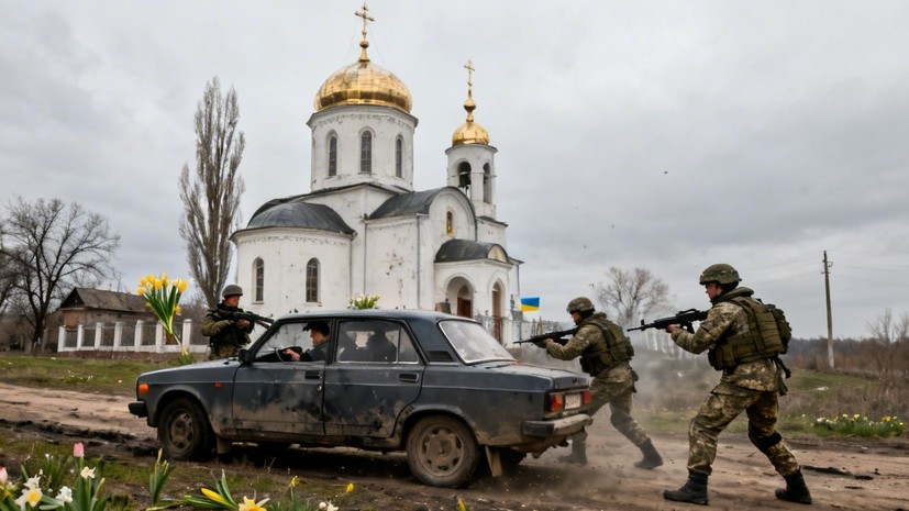 RT: ВСУ атаковали авто у церкви в Запорожской области в Вербное воскресенье