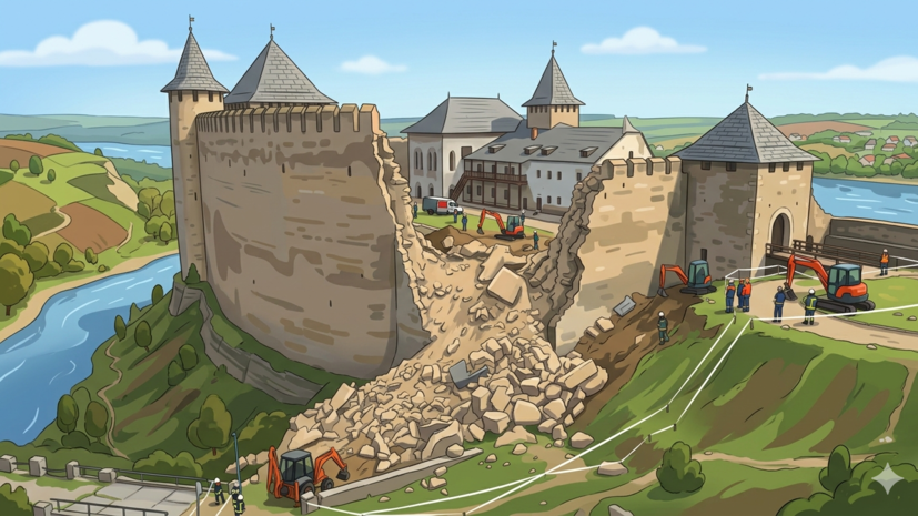 На Украине обрушилась часть стены Хотинской крепости