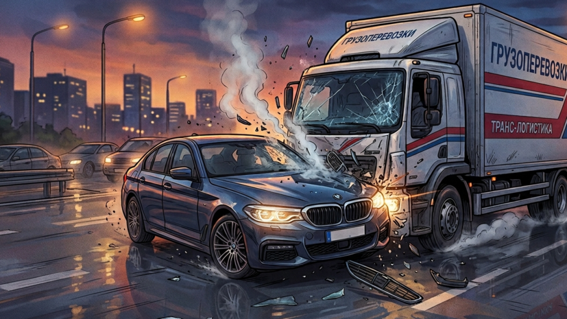 В Новой Москве два человека погибли при столкновении BMW с грузовиком